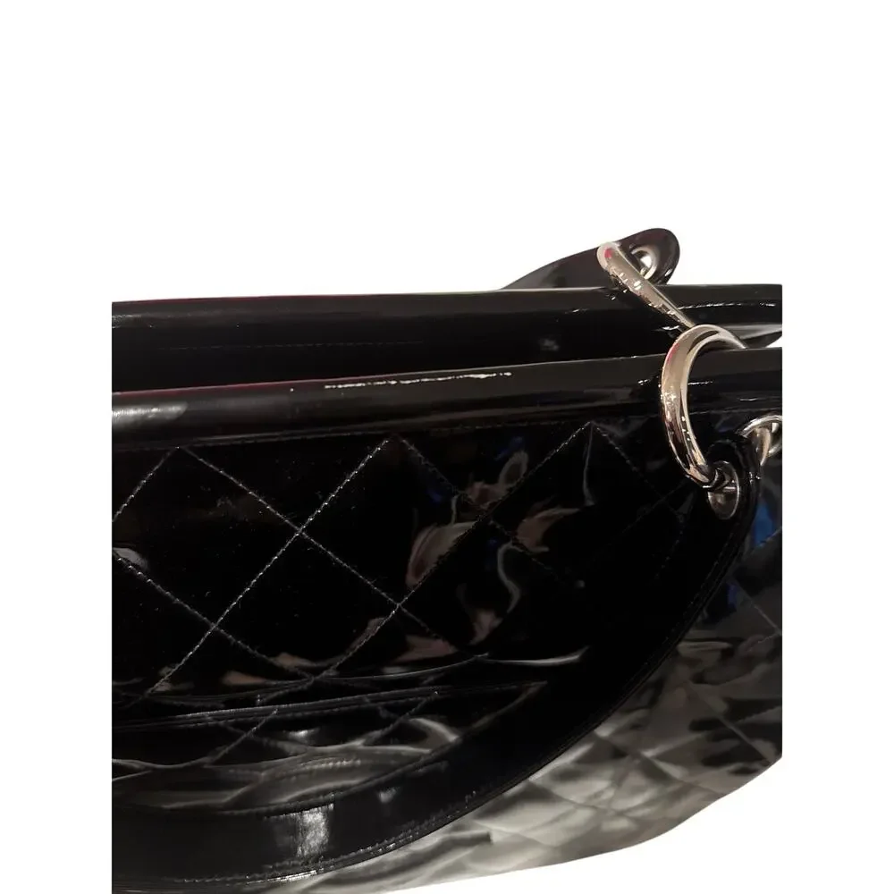 1996 Vintage Chanel Quilted Patent Leather Shopping Tote